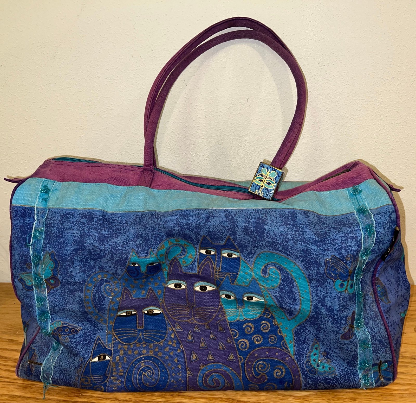 LAUREL BURCH Cat Weekender Travel Duffle Bag Tote