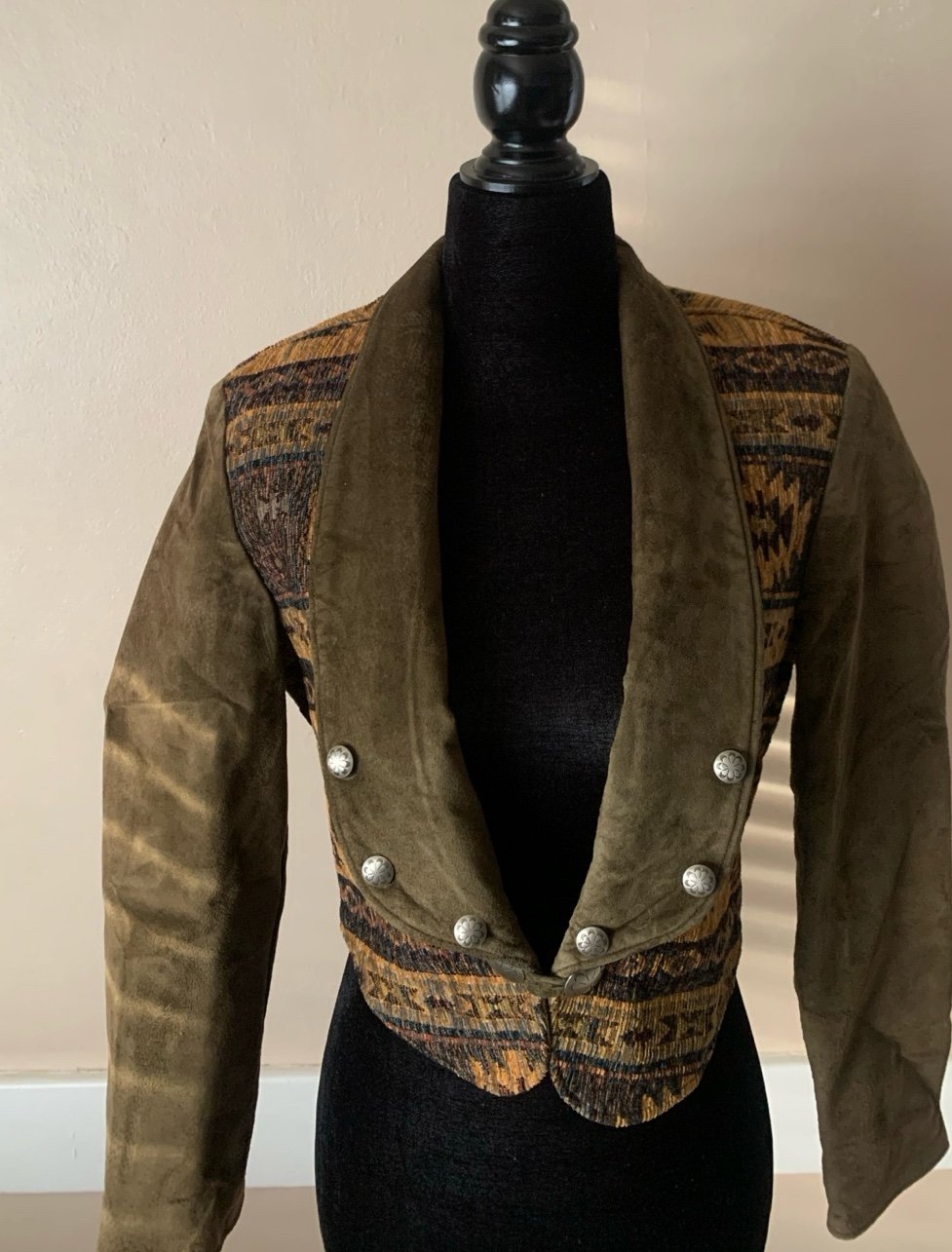 Native Components Leather Woven Bolero Jacket