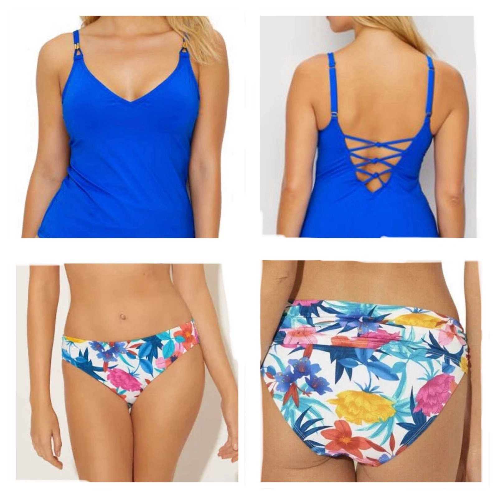 Bleu Rod Beattie Aruba Bleu Tankini Size 4 and Floral Bikini Bottom Size 6