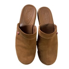 Ecco Brown Nubuck Leather slip on clog mules size