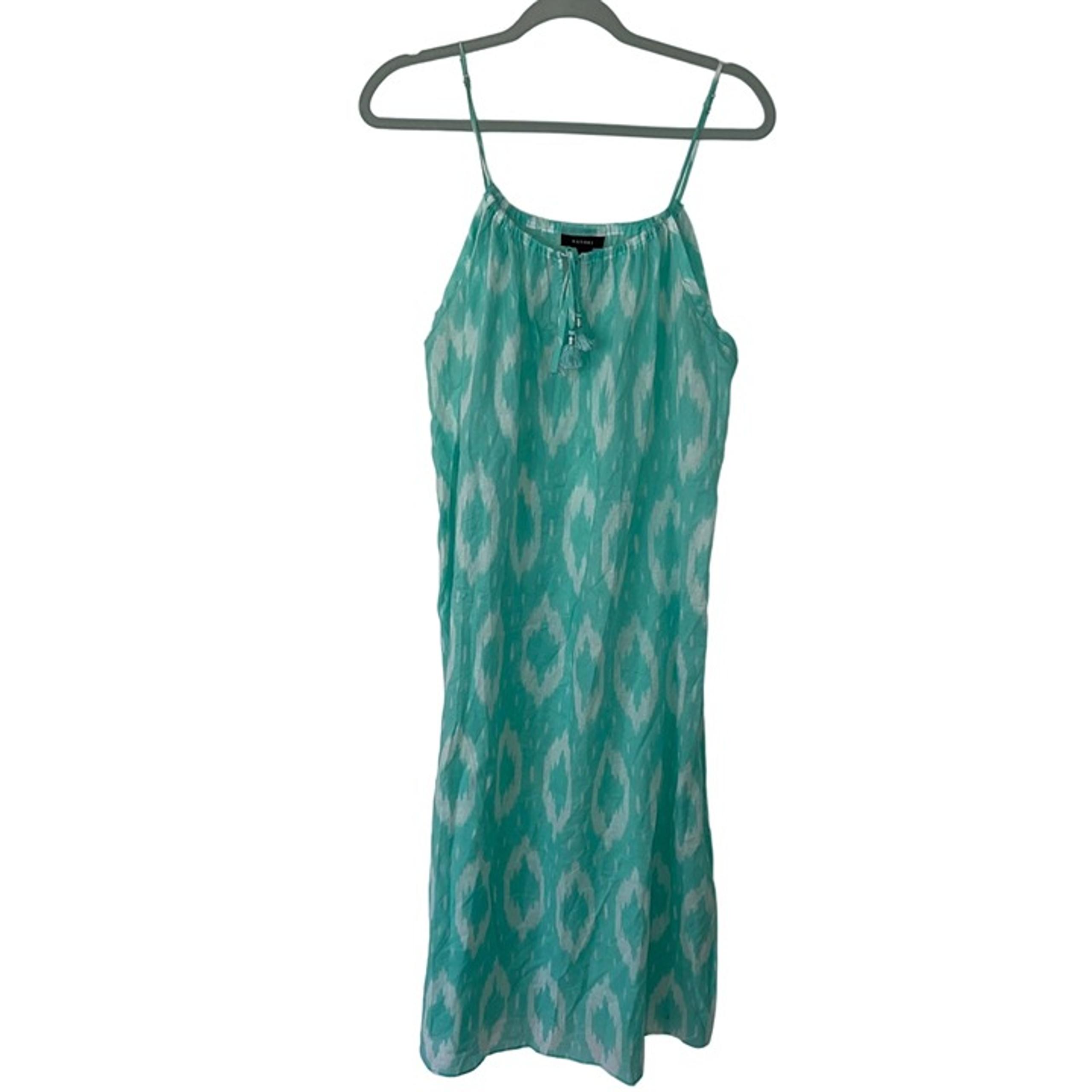 Natori Womens Nightgown Size Medium Green White Cotton Sleepwear Batik Print