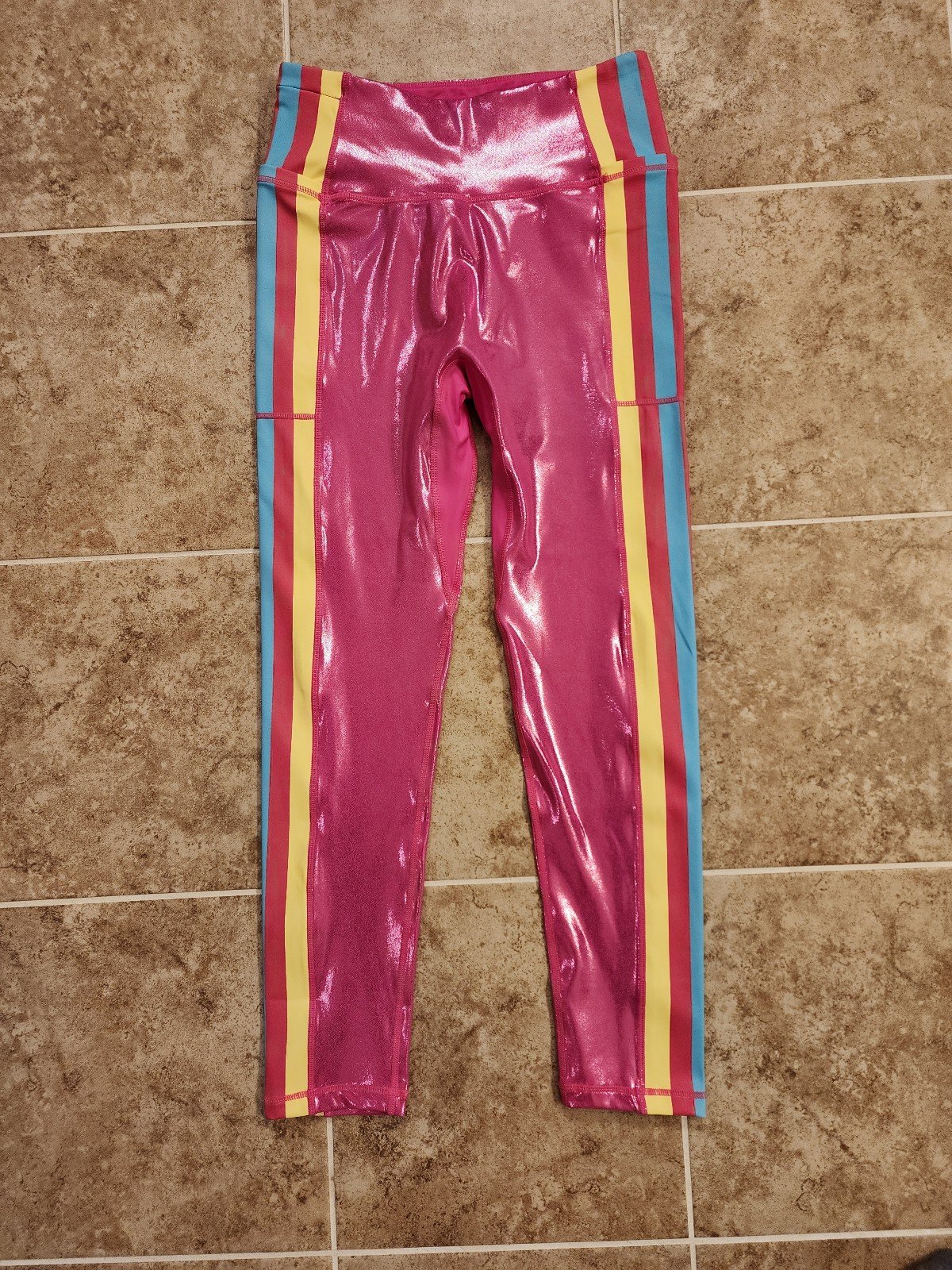 Crowned Athletics Barbara Girl Pink Leggings, Size Large