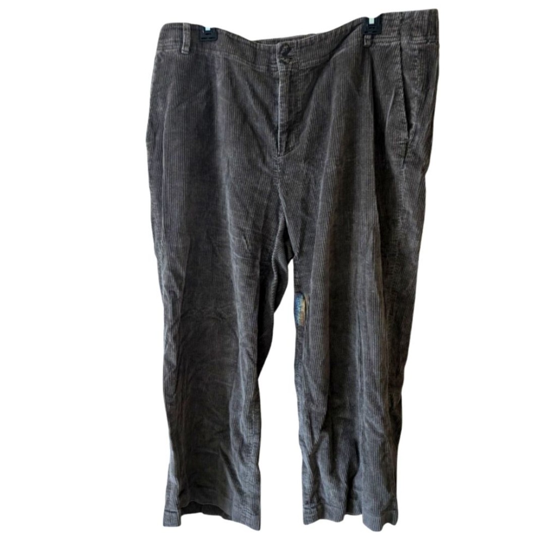 J. Jill Olive Green Wide Leg Corduroy Cropped Pants Size 16