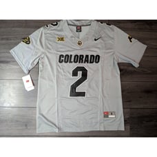 Shedeur Sanders #2 Colorado Buffaloes Big 12 Gray Football V Neck Jersey Small