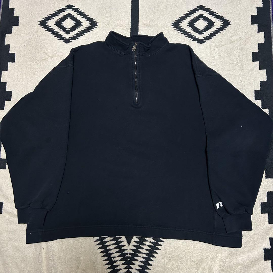 新版 Black Russell Vintage 00s Half-Zip USA XL トップス