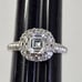 14K Gold Assher Cut Solitaire Halo Ring