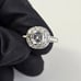 14K Gold Assher Cut Solitaire Halo Ring