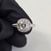 14K Gold Assher Cut Solitaire Halo Ring