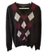 Banana Republic Argyle V-Neck Sweater Size Large Merino Wool Charcoal Burgundy