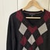 Banana Republic Argyle V-Neck Sweater Size Large Merino Wool Charcoal Burgundy