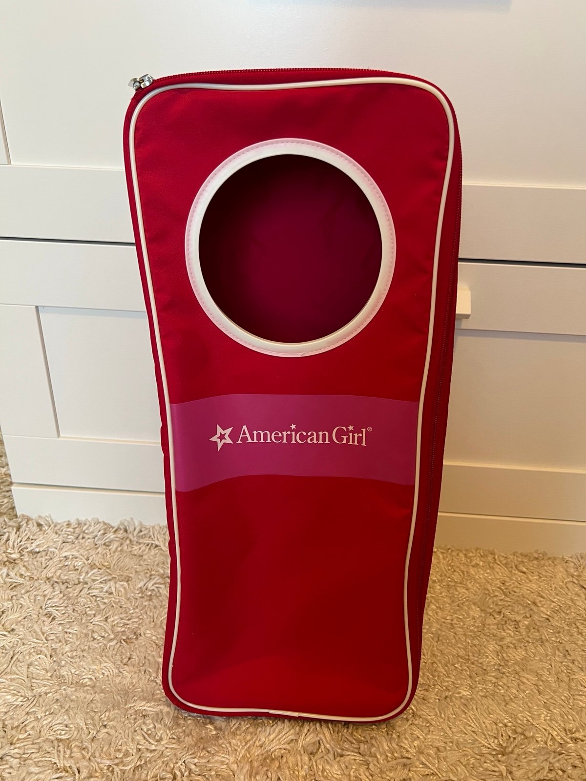 American Girl Red Doll Backpack Carrier with Star Tag EUC