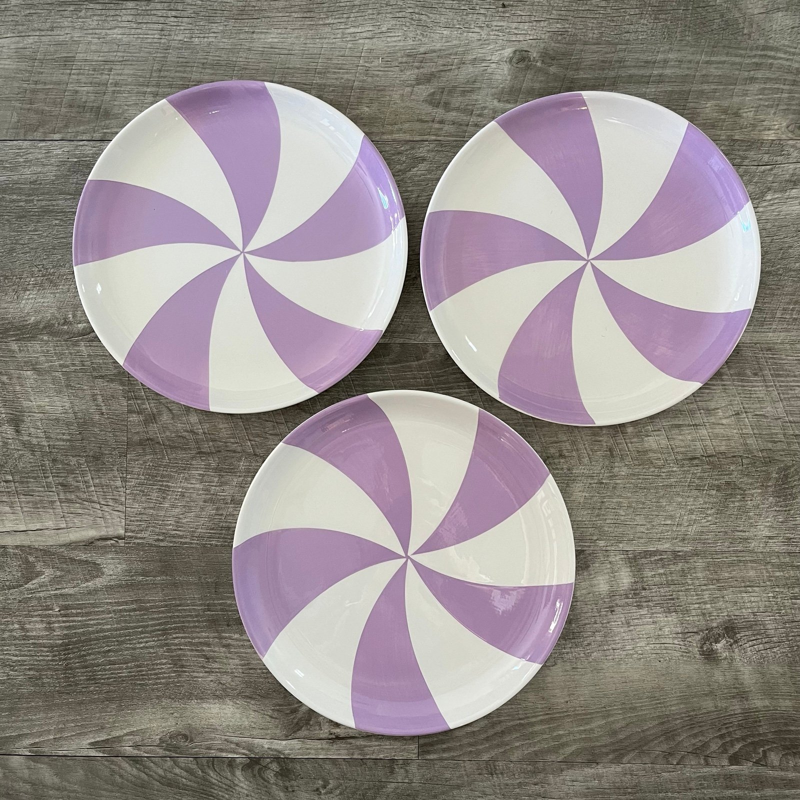 NEW Sleigh Bell Bistro Purple Peppermint Candy Salad Plates