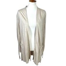 NWT J. Jill Love Linen Longline Natural /Flax Summer Lightweight Cardigan Size L