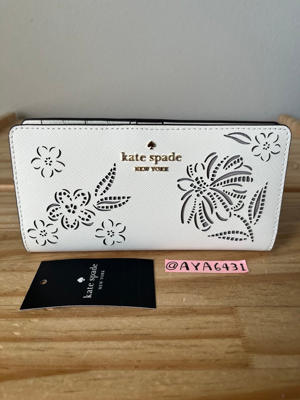 Kate Spade Boxed Madison Perforated Large Slim Bifold Wallet