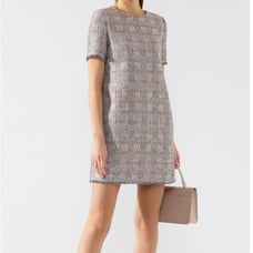 NWT Emporio Armani Short Sleeve Tweed Fringe Trim Dress