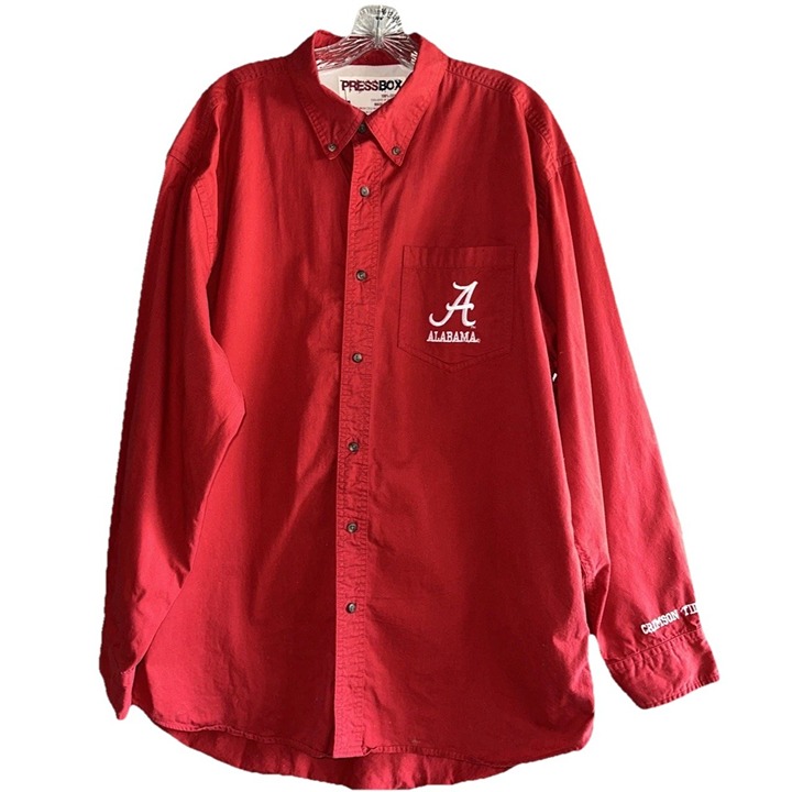 Pressbox Alabama Roll Tide Crimson Mens 2XL XXL Button Long Sleeve Shirt