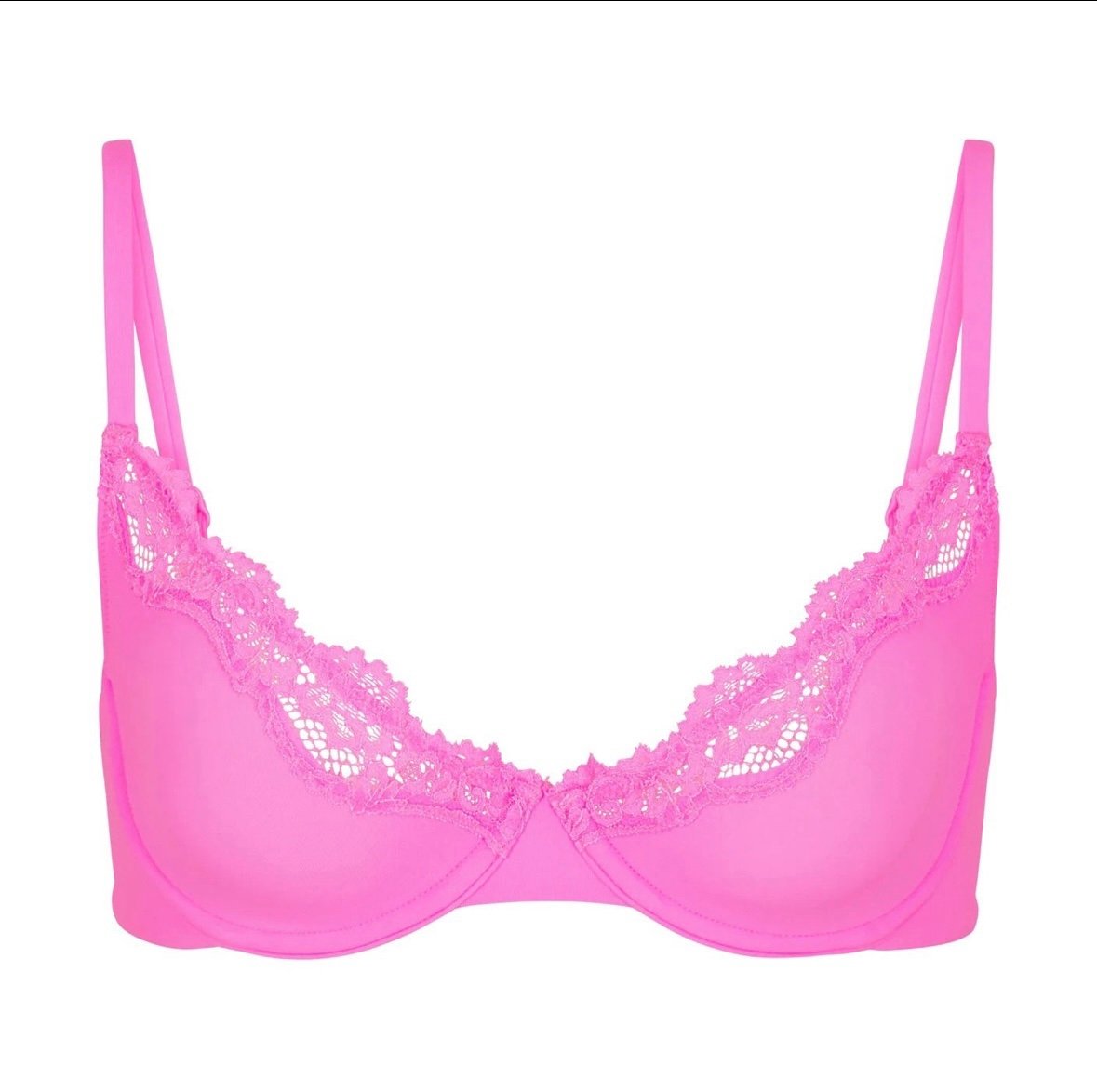 Skims Fits Everybody Lace Unlined Scoop Bra - Taffy