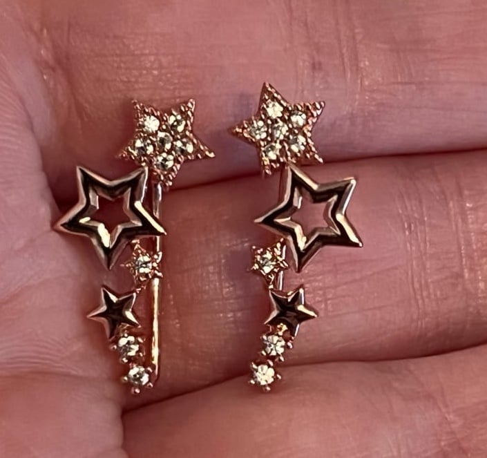 Rose Gold Star Studded Ear Climbers