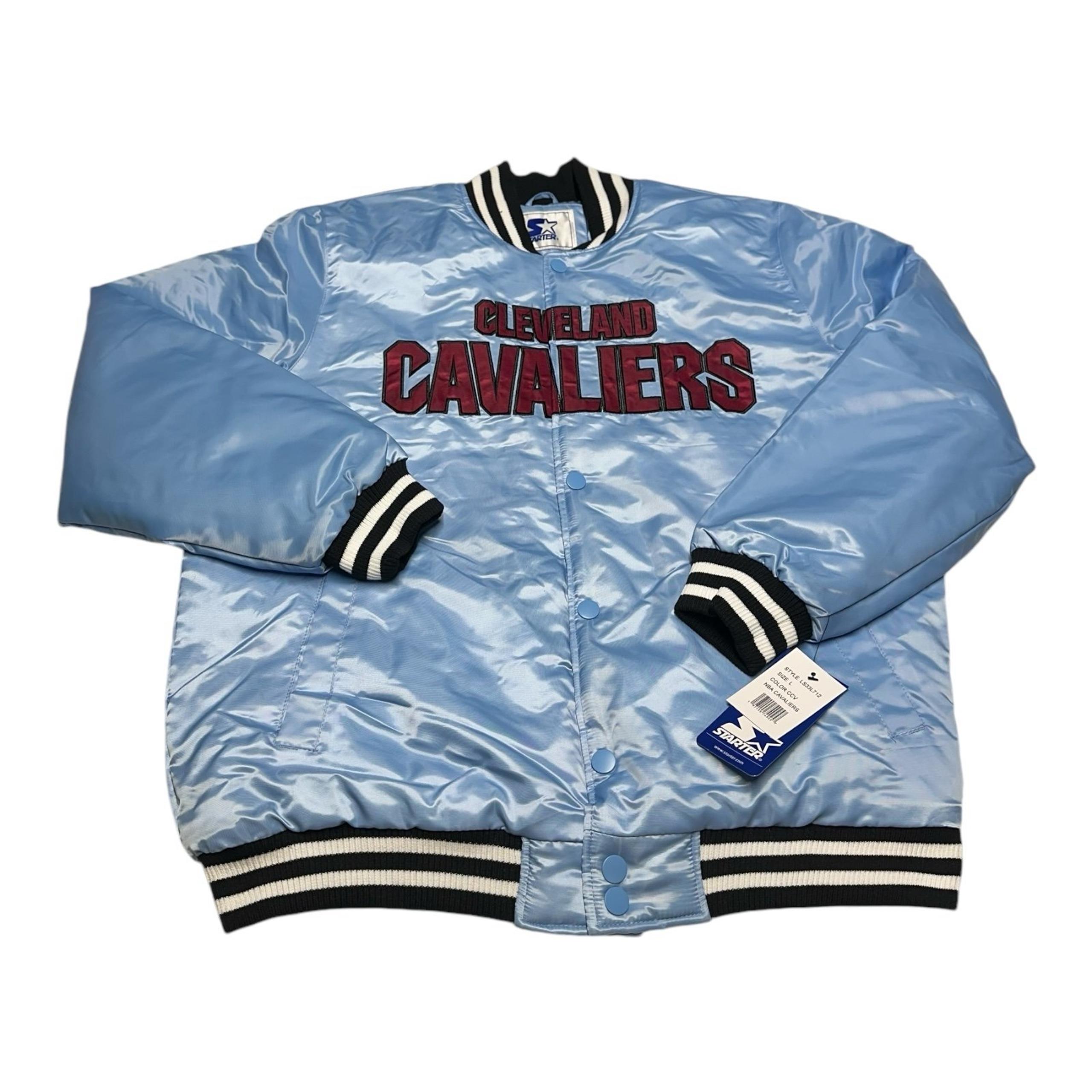 Starter Cleveland Cavaliers Faux Satin Jacket Men's Size L Blue Cavs NBA Bomber