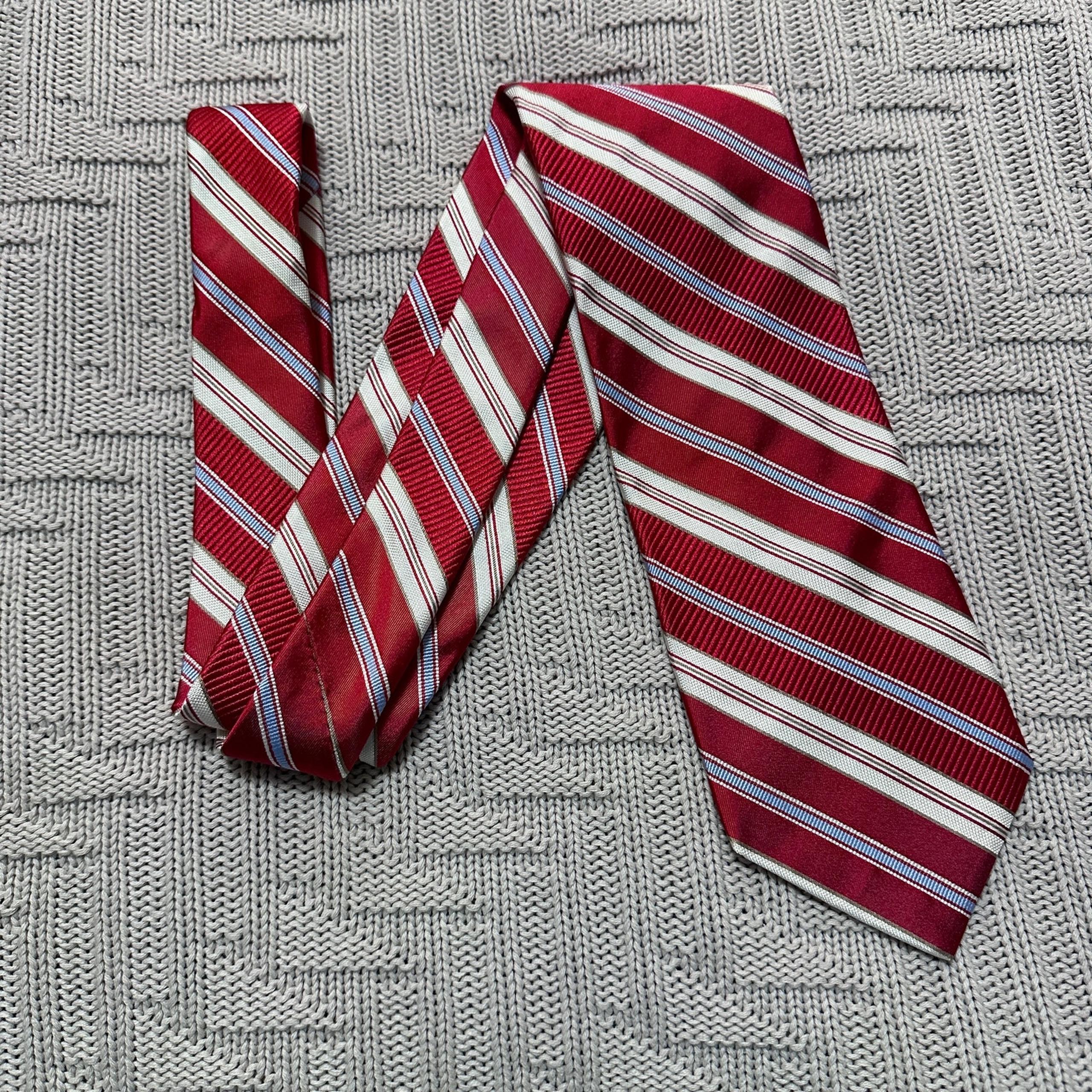 Hart Schaffner Marx red striped silk tie