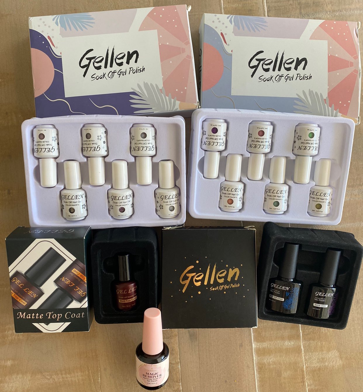 16 set GELLEN Nail Gel polish colors top coat base coat magic remover manicure