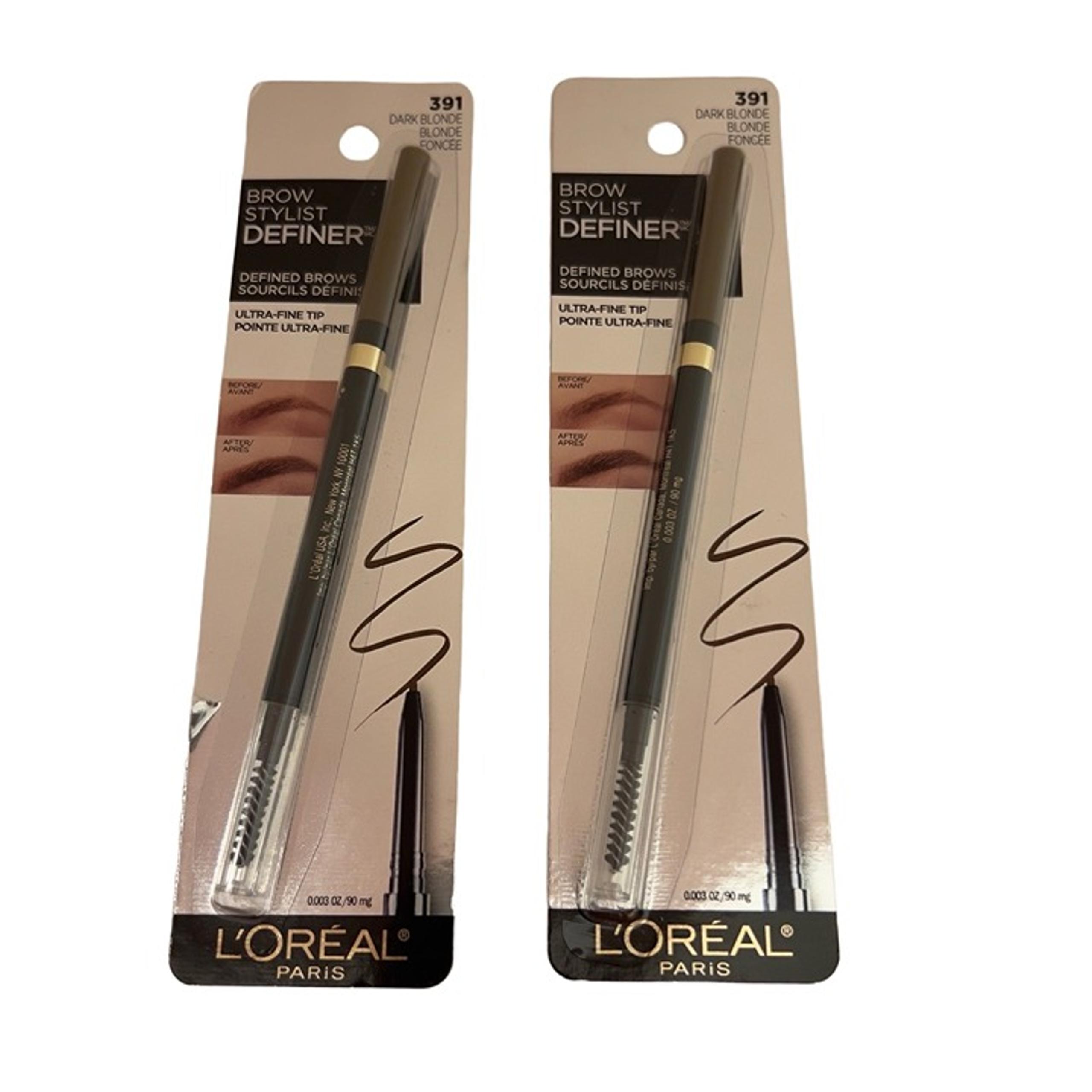L'Oréal Paris Brow Stylist Definer Ultra-Fine Tip 391 Dark Blonde NEW Pack of 2