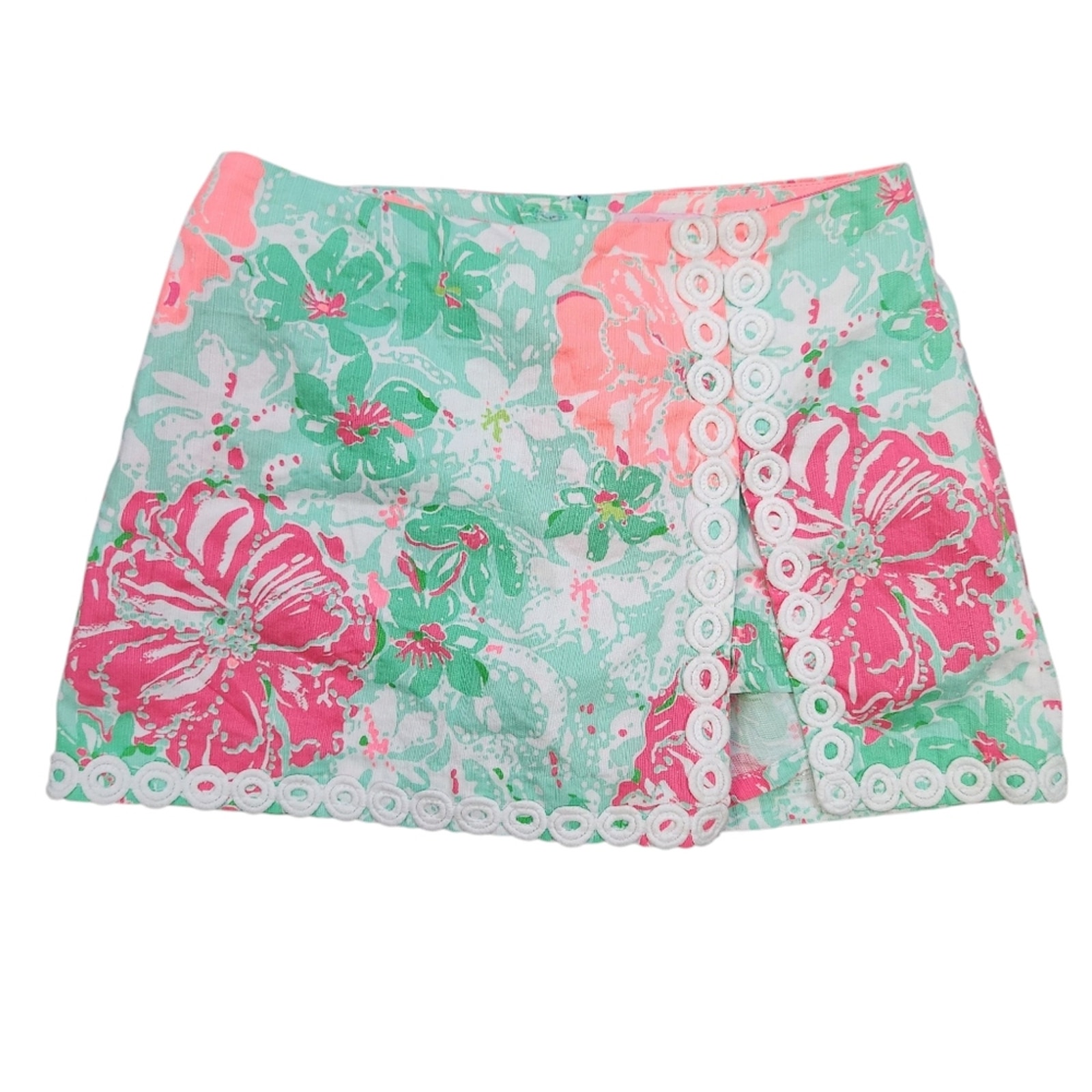 Lilly Pulitzer Embroidered Skort 2 Floral Resortwear Beach Vacation Coastal