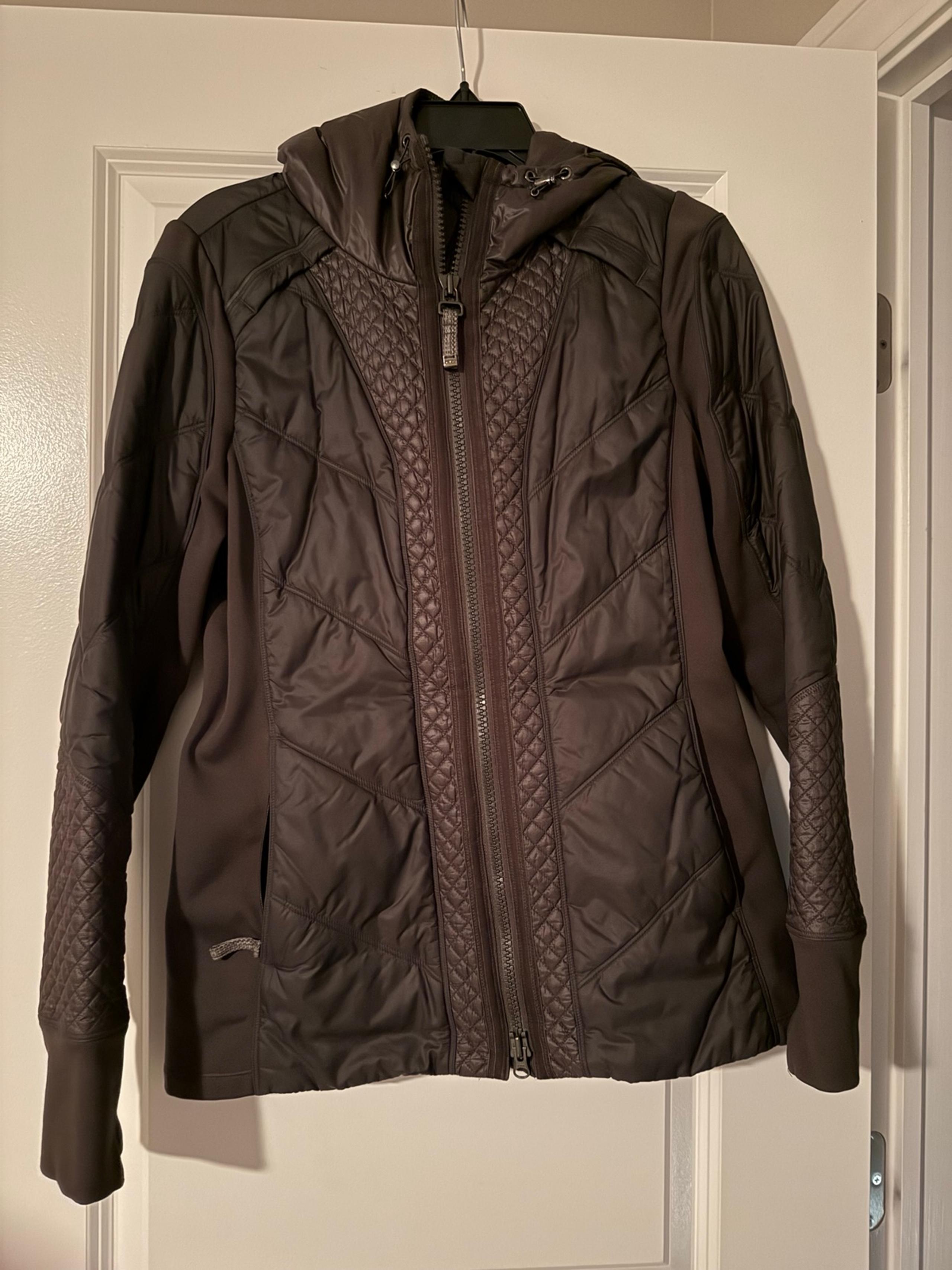 Athleta Womens Jacket dark olive Quilted Packable Hooded Rock Springs Athletic