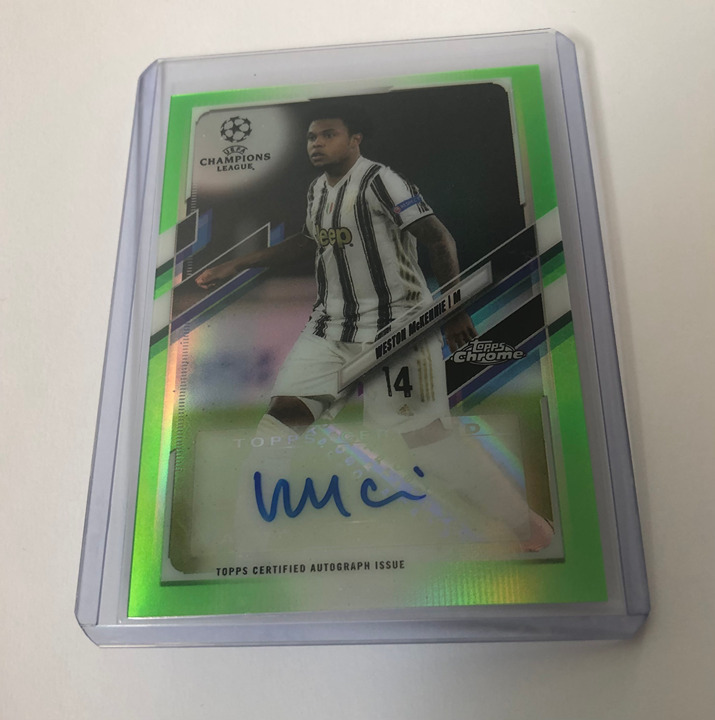 2020-21 Topps Chrome UEFA Champions League Weston McKennie Green Auto /99
