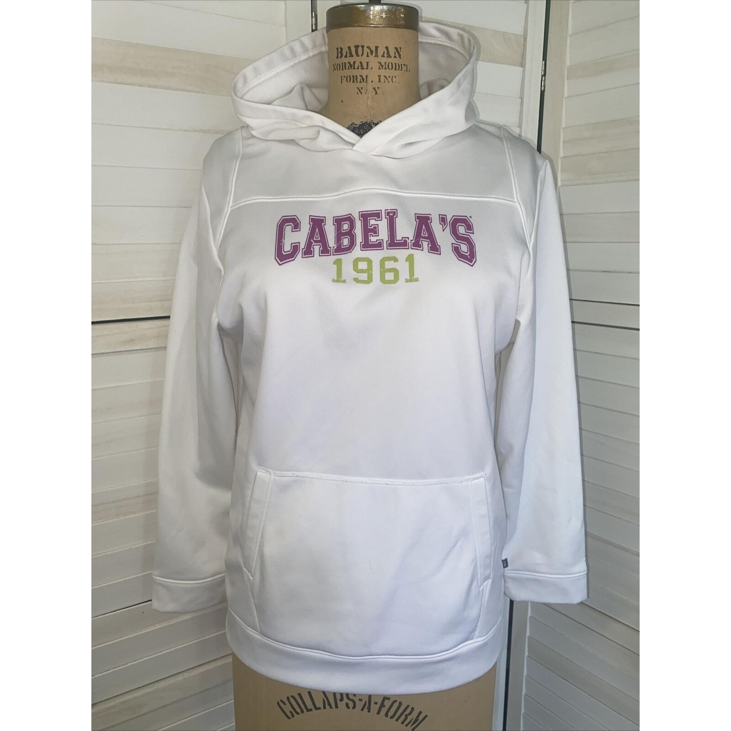 Cabela’s White Pullover Hooded Sweatshirt Women’s Fleece Lined XL