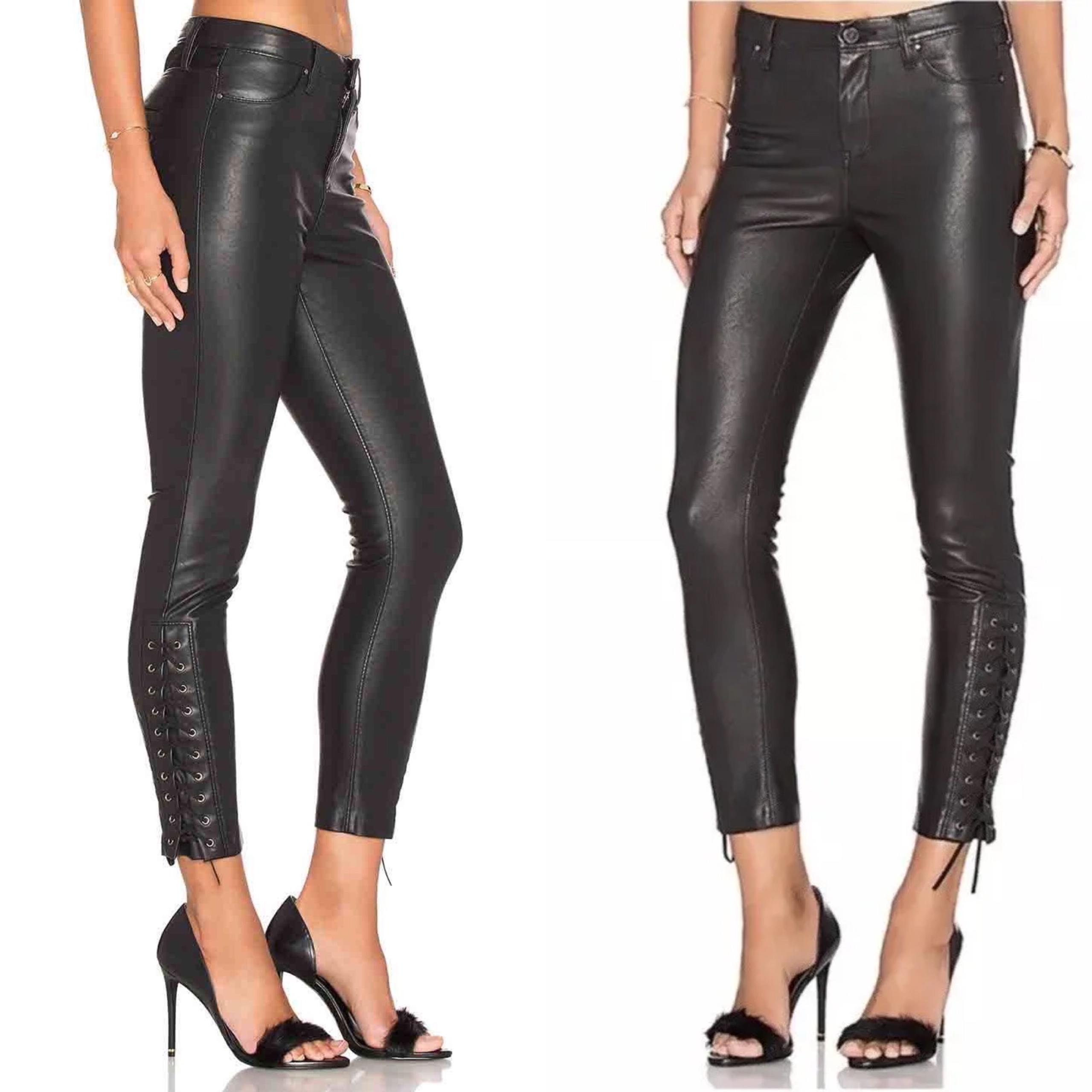 Blank NYC Leather Corset Lace Up Pants 26