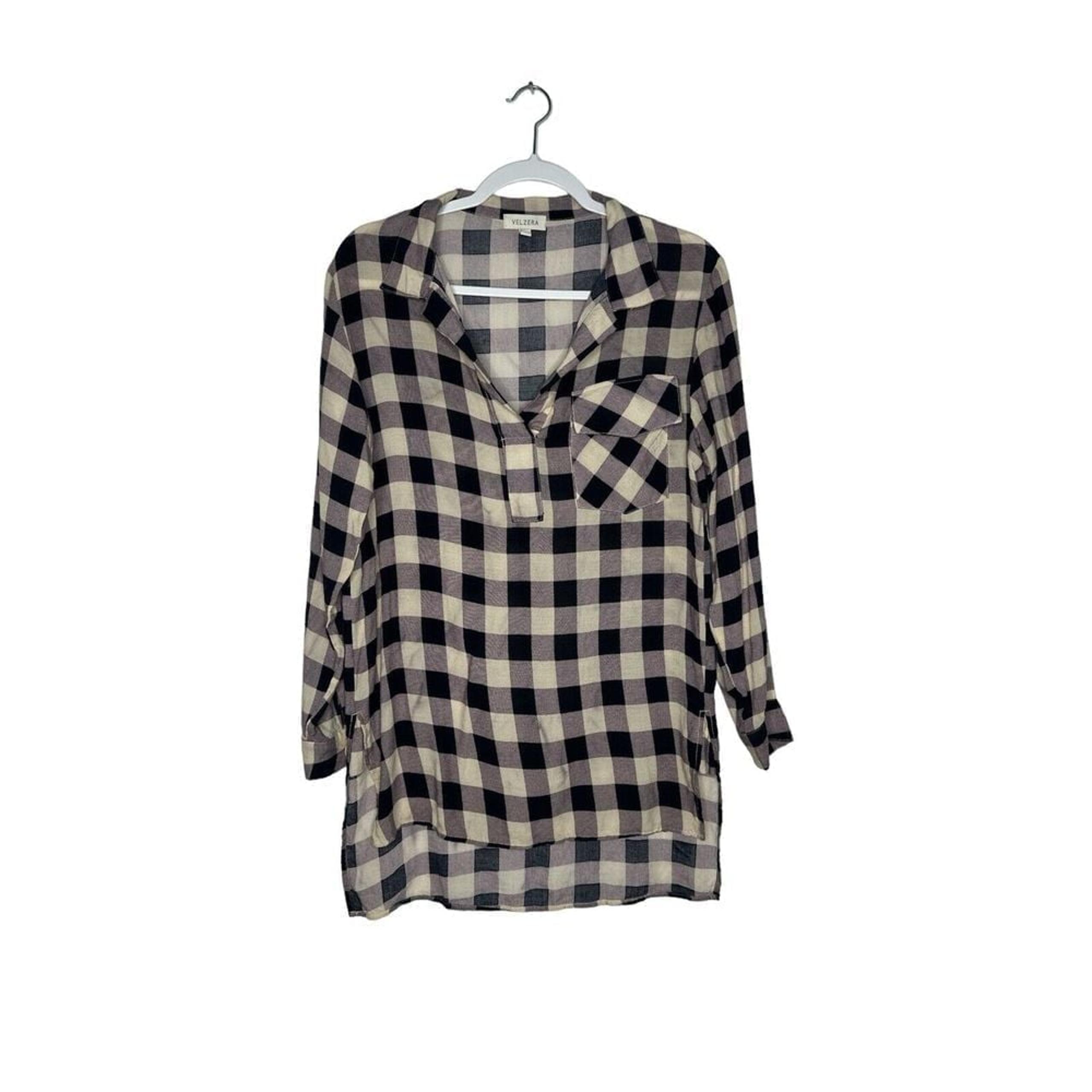 Anthropologie Velzera Womens  Small  Linen Tunic Top Shirt Blouse A4