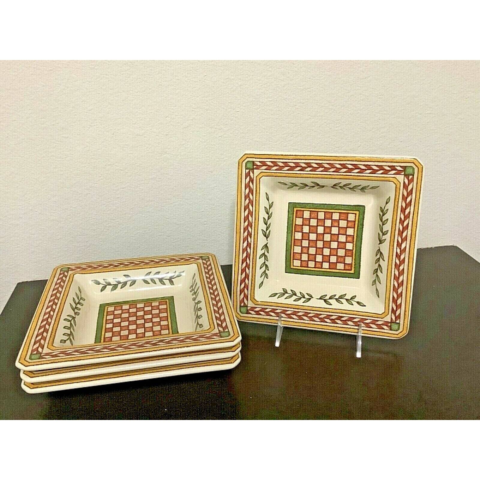 4 pcs Williams Sonoma Italian tile square soup bowl 4 pcs made in Italy