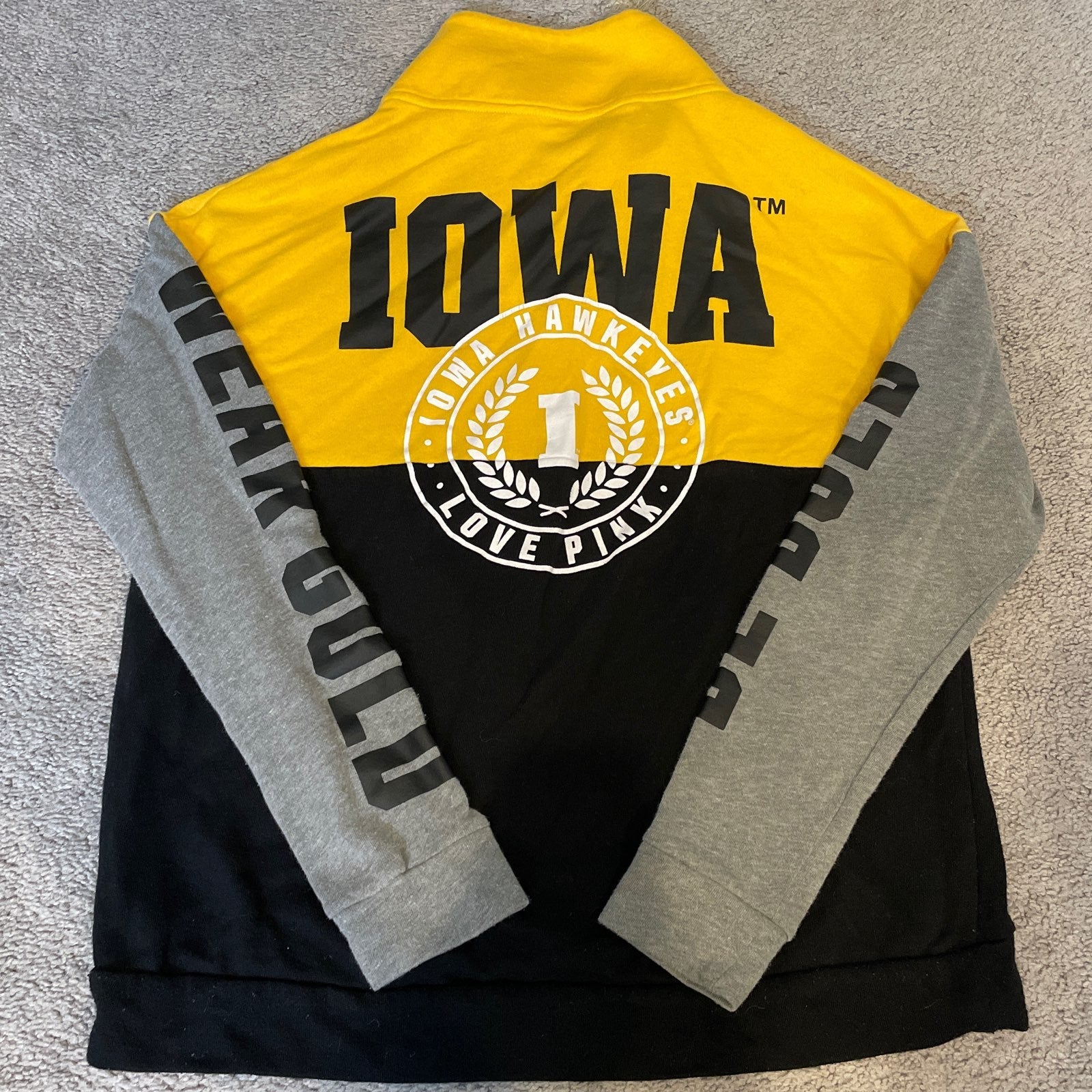 VS PINK Iowa Hawkeyes Bling Half Zip Sweatshirt
