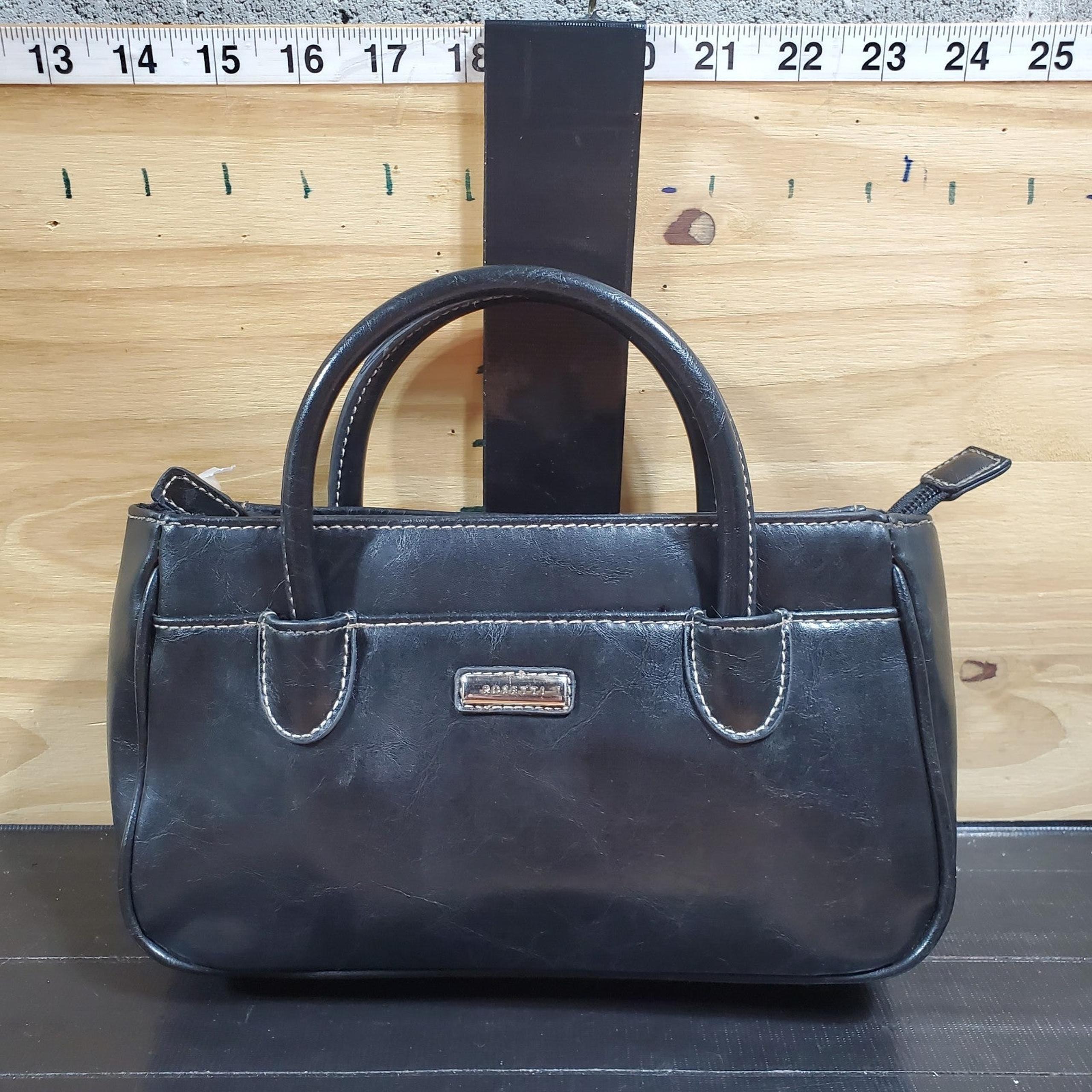 Rosetti Black Leather Purse Handbag Clutch Crossbody