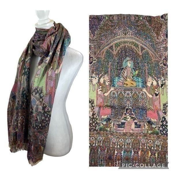 High Quality Multicolor Print Large Indian Inspired Scarf