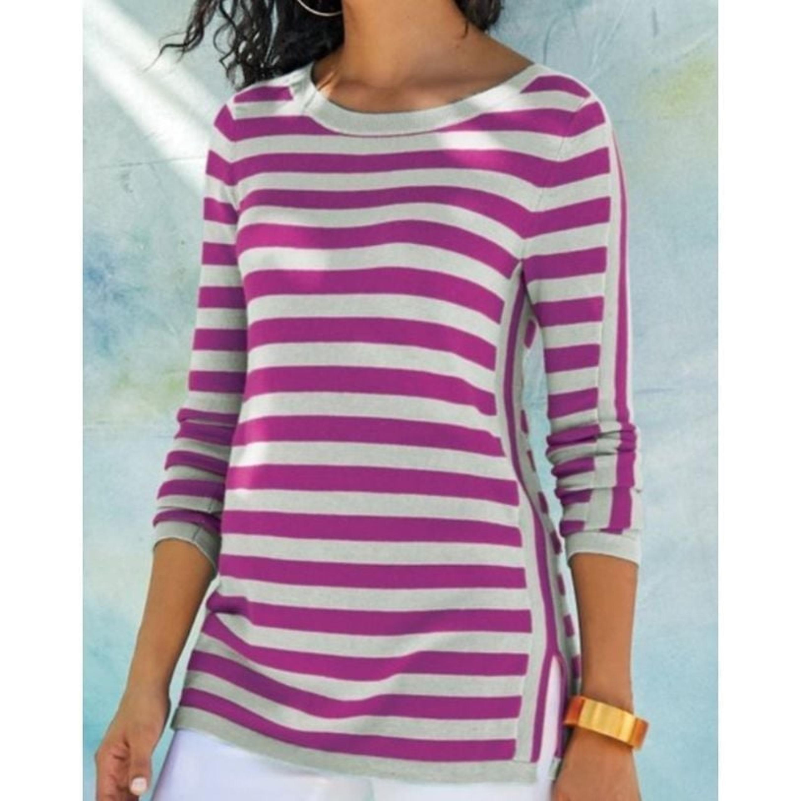 Soft Surroundings NWT Sierra Striped Cashmere Blend Sweater Tunic Size Medium
