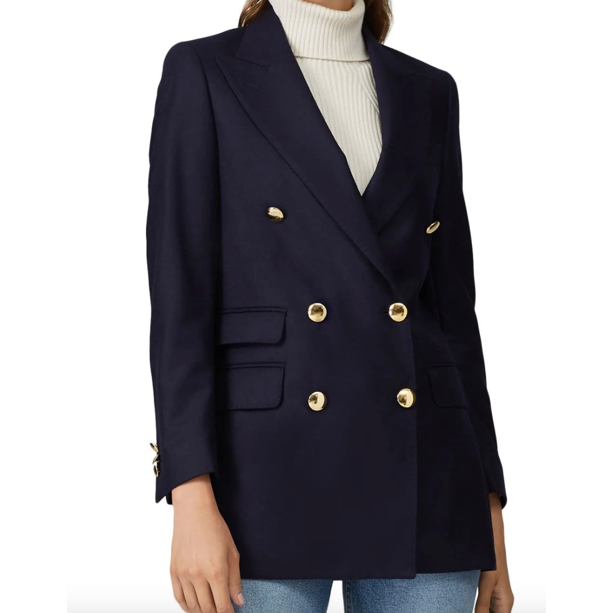 Officine Generale Jacket Womens 34 X Small Blue Manon Blazer Double Breast Wool