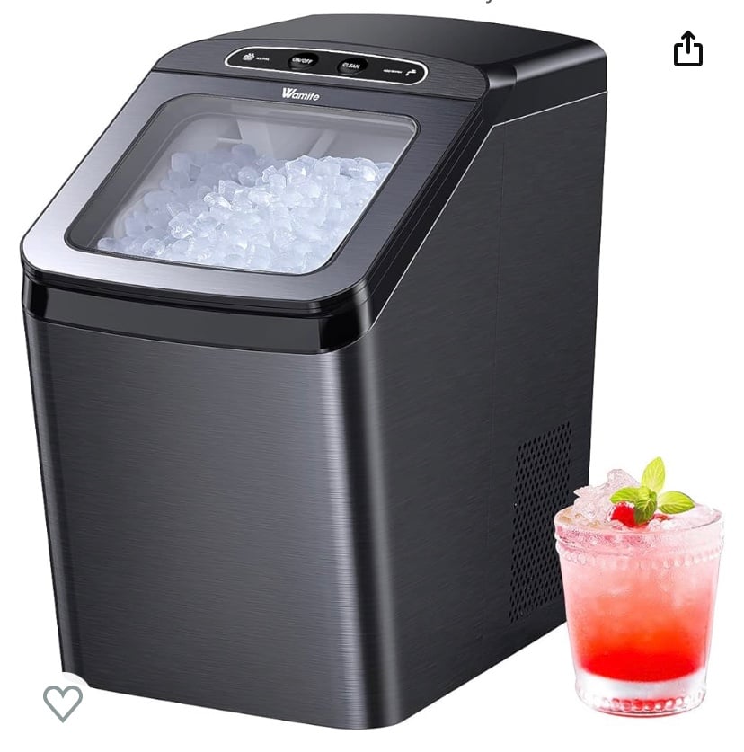 Wamife Countertop Self Cleaning Stainless Steel Nugget Ice Maker