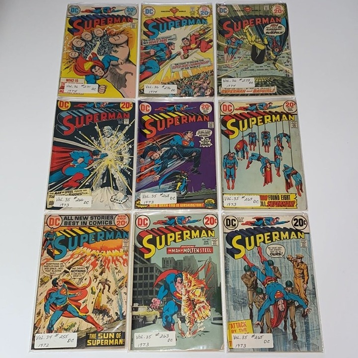 9 SUPERMAN DC COMIC BOOKS