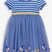 NWT Jojo MAMAN Cornflower & White Bird Tulle A-Line Dress 18-24