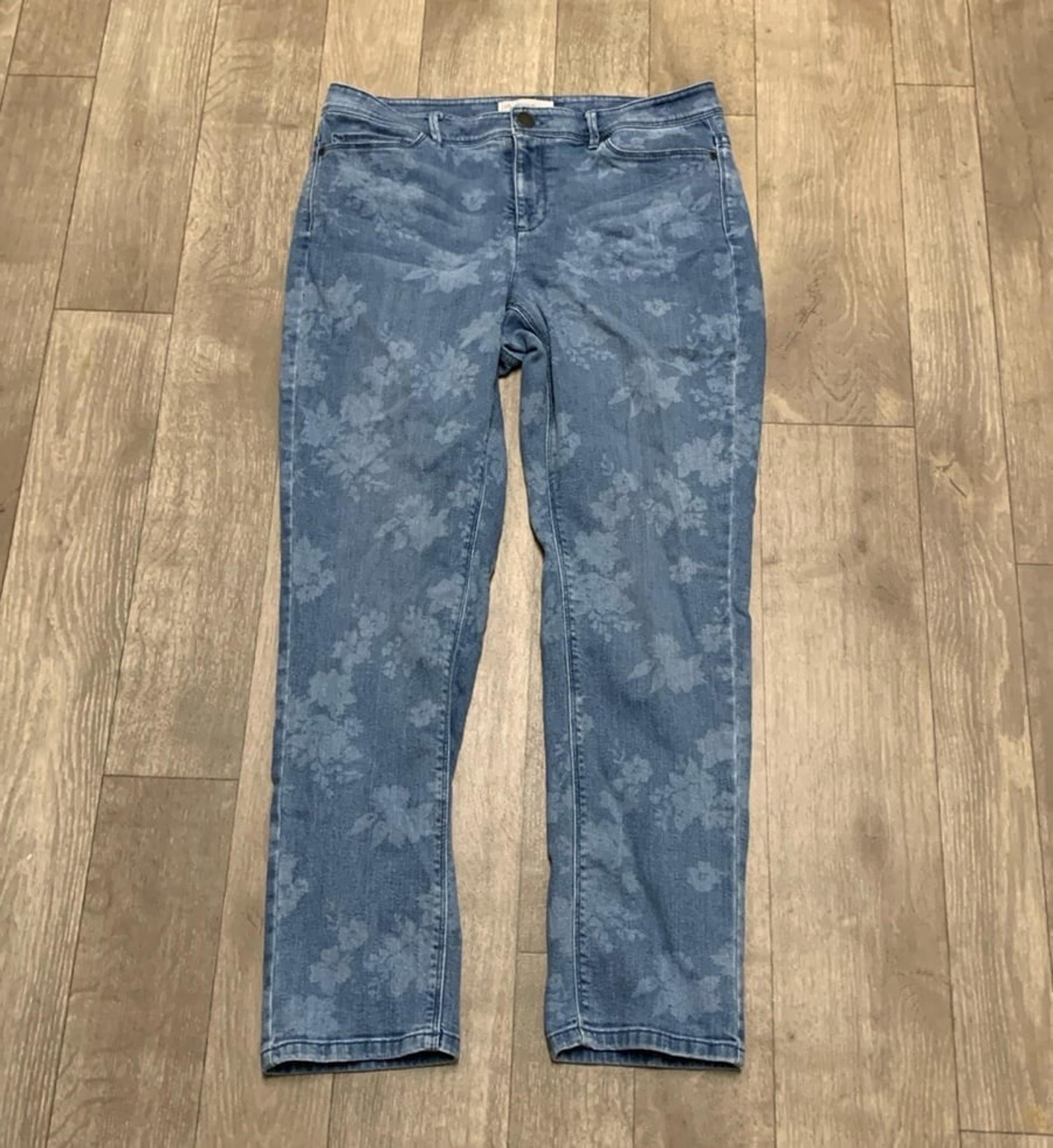 Womens J.Jill Floral Authentic Fit Slim Ankle Jeans