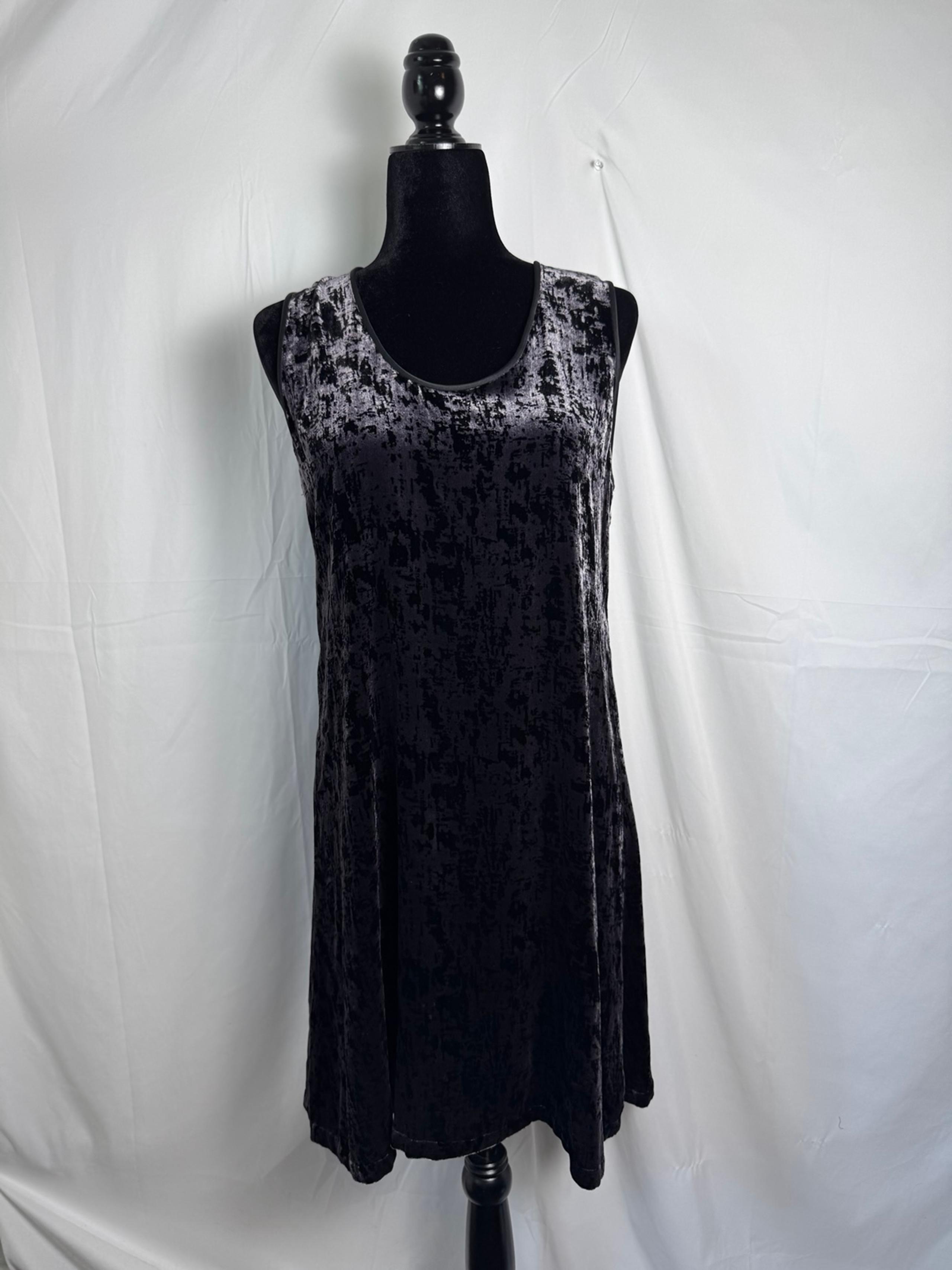 Eileen Fisher Small Black Velvet Burnout Mini Dress