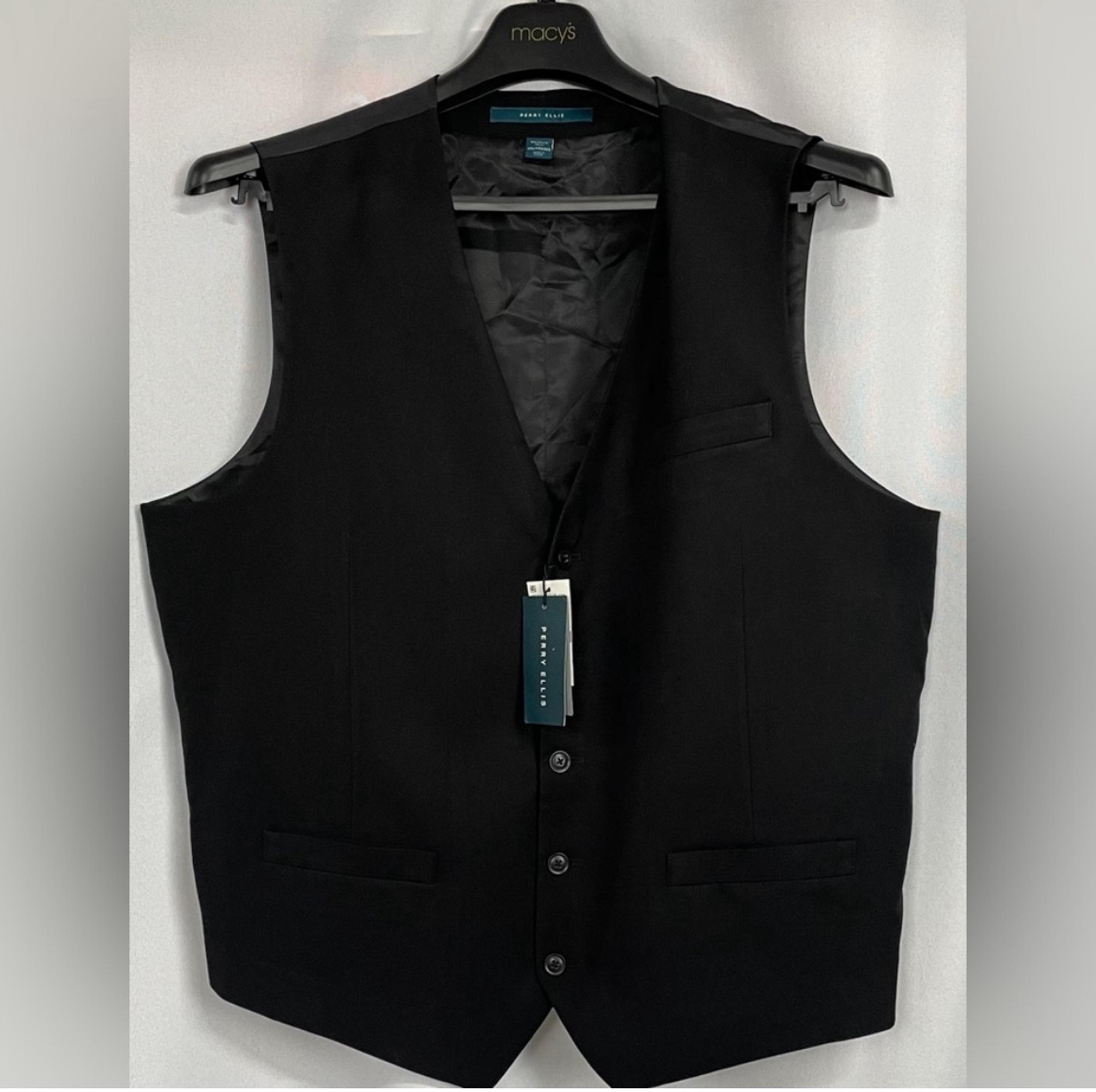 Perry Ellis Black 5 Button Vest Men's Size XXL Brand New With Tags Suit Vest