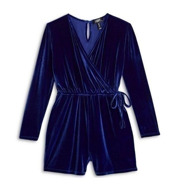 AQUA Girls NWT Velvet Romper Long Sleeve Tie Side Size XL