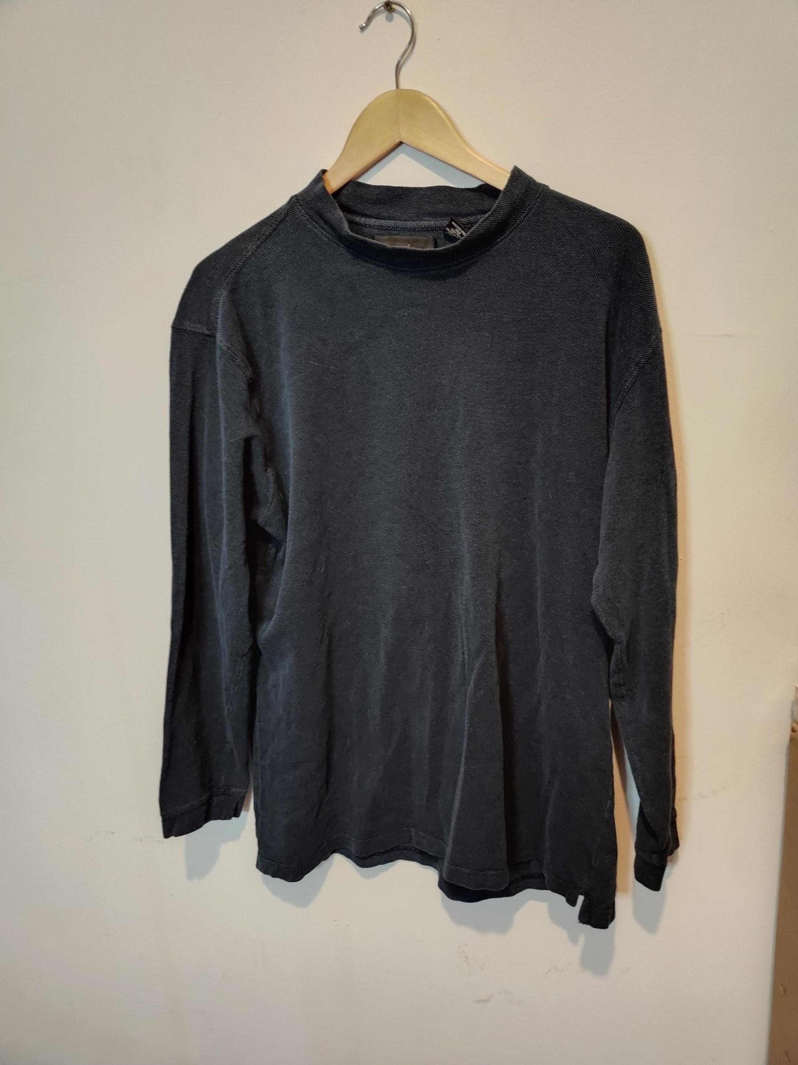 Egon Von Furstenberg Pique Dark Teal Mock Neck Top XXL