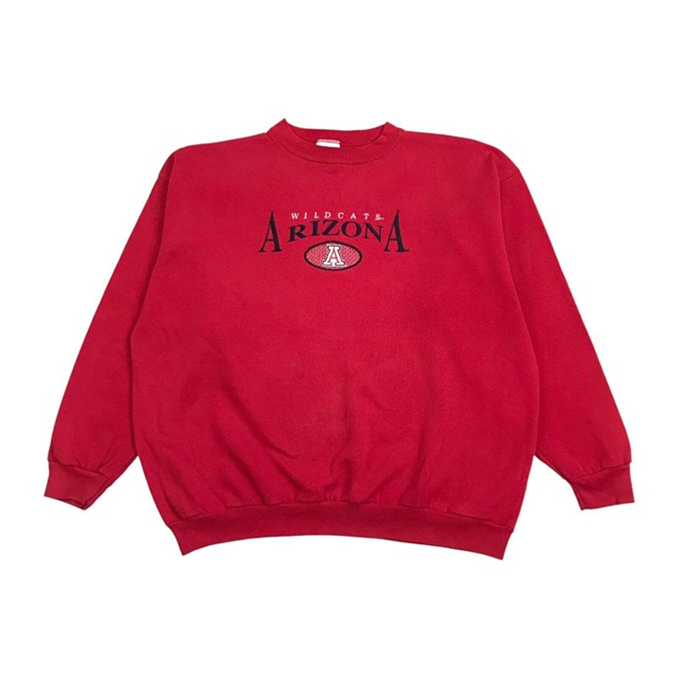 VINTAGE ARIZONA WILDCATS SWEATSHIRT XL MENS RED CREWNECK PULLOVER 1990s BIG LOGO