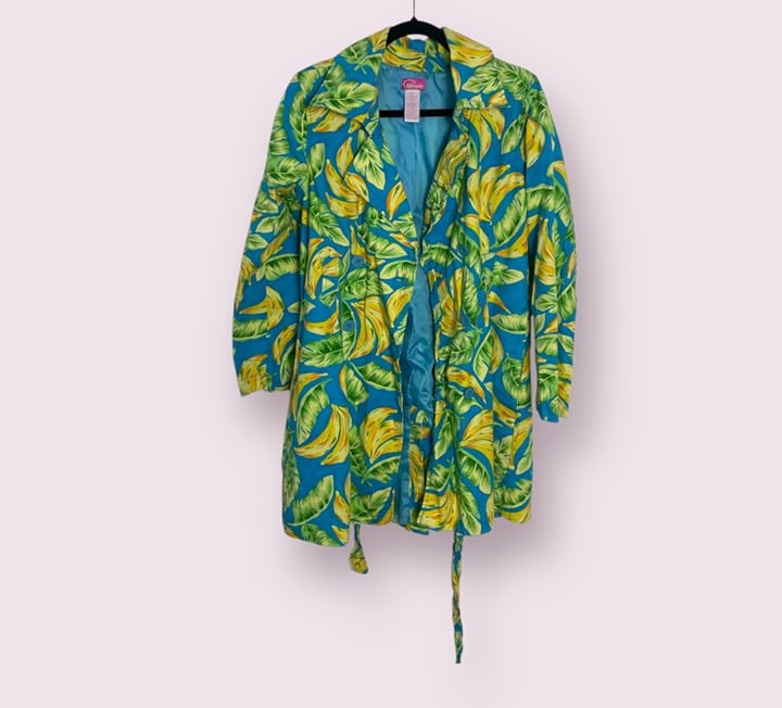 Banana Fruit Trench Coat Hipster Boho Beach Bohemian Artsy Snack Hippie Jacket