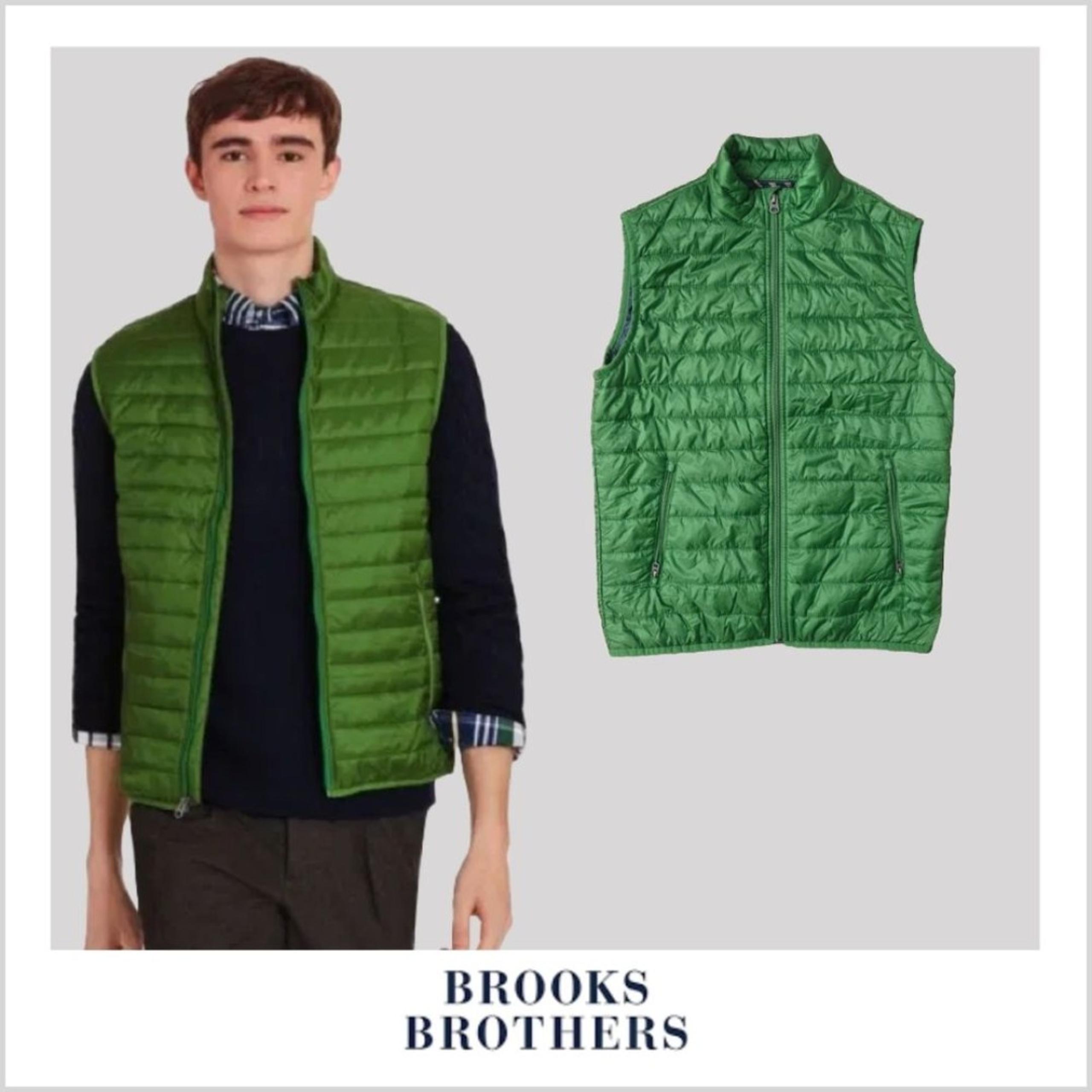 Brooks Brothers Mens Vest Green Puffer Thermore Insulated Size L