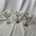 Mindy Sand 2010 Martini Glass Set Of 3 Conical Shape Colored Stem Hand painted